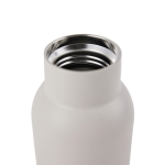 Recycled stainless steel bottle with wooden lid and handle, 580 ml grey colour