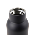 Recycled stainless steel bottle with wooden lid and handle, 800 ml black colour second view