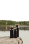 Recycled stainless steel bottle with wooden lid and handle, 800 ml black colour ambient view