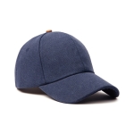 Elegant recycled cotton cap with synthetic leather details navy-blue colour