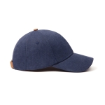 Elegant recycled cotton cap with synthetic leather details navy-blue colour