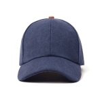 Elegant recycled cotton cap with synthetic leather details navy-blue colour