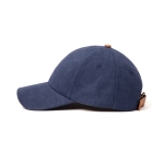 Elegant recycled cotton cap with synthetic leather details navy-blue colour