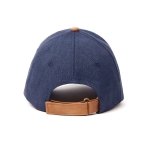 Elegant recycled cotton cap with synthetic leather details navy-blue colour