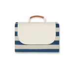Foldable RPET picnic blanket with synthetic leather details navy-blue colour