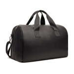 Recycled synthetic leather travel bag with large compartment black colour