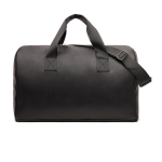Recycled synthetic leather travel bag with large compartment black colour