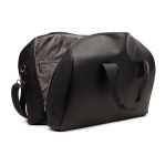 Recycled synthetic leather travel bag with large compartment black colour