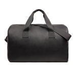 Recycled synthetic leather travel bag with large compartment black colour