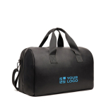 Recycled synthetic leather travel bag with large compartment black colour