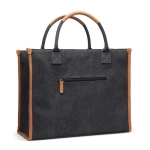 Large recycled canvas office bag with laptop pocket black colour