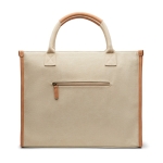 Large recycled canvas office bag with laptop pocket ivory colour