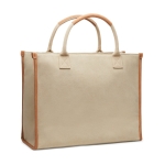 Large recycled canvas office bag with laptop pocket ivory colour