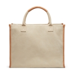 Large recycled canvas office bag with laptop pocket ivory colour