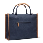 Large recycled canvas office bag with laptop pocket navy-blue colour
