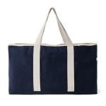 Recycled cotton beach bag with built-in towel, 500 g/m² navy-blue colour