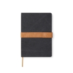 Recycled canvas notebook with magnetic strap, A5, ruled pages black colour