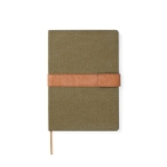 Recycled canvas notebook with magnetic strap, A5, ruled pages green colour