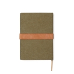 Recycled canvas notebook with magnetic strap, A5, ruled pages green colour