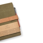 Recycled canvas notebook with magnetic strap, A5, ruled pages green colour