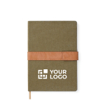 Recycled canvas notebook with magnetic strap, A5, ruled pages green colour