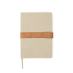 Recycled canvas notebook with magnetic strap, A5, ruled pages ivory colour