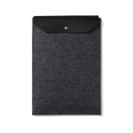 Recycled felt laptop sleeve with flap closure, 14” black colour