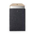 Recycled felt laptop sleeve with flap closure, 14” black colour