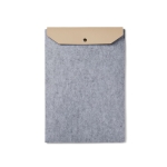 Recycled felt laptop sleeve with flap closure, 17” grey colour