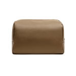 Recycled synthetic leather travel toiletry bag with full zip brown colour