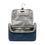 Water-repellent synthetic leather travel toiletry bag with handle navy-blue colour