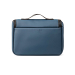 Water-repellent synthetic leather travel toiletry bag with handle navy-blue colour