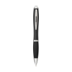 Ballpoint push pen made of ABS with soft grip, black ink black colour