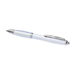 Ballpoint push pen made of ABS with soft grip, black ink white colour