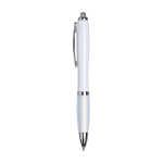 Ballpoint push pen made of ABS with soft grip, black ink white colour