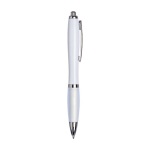 Ballpoint push pen made of ABS with soft grip, black ink white colour