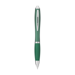 Ballpoint push pen made of ABS with soft grip, black ink green colour