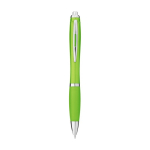 Ballpoint push pen made of ABS with soft grip, black ink lime colour