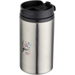Recycled stainless steel mug with swivel lid, 250 ml matt silver colour pad printing view
