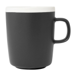 Branded ceramic mug with matte exterior and white interior, 310 ml black colour side view