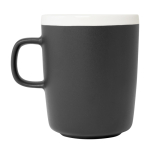 Branded ceramic mug with matte exterior and white interior, 310 ml black colour second side view