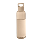 Transparent recycled plastic bottle with handle on the lid, 650 ml ivory colour second front view