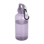 Transparent recycled plastic bottle with carabiner, 400 ml