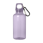 Transparent recycled plastic bottle with carabiner, 400 ml second front view