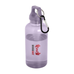 Transparent recycled plastic bottle with carabiner, 400 ml pad printing view