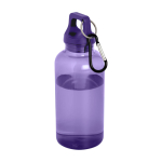 Transparent recycled plastic bottle with carabiner, 400 ml