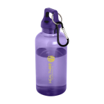 Transparent recycled plastic bottle with carabiner, 400 ml pad printing view