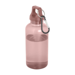 Transparent recycled plastic bottle with carabiner, 400 ml
