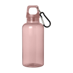 Transparent recycled plastic bottle with carabiner, 400 ml second front view
