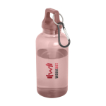 Transparent recycled plastic bottle with carabiner, 400 ml pad printing view